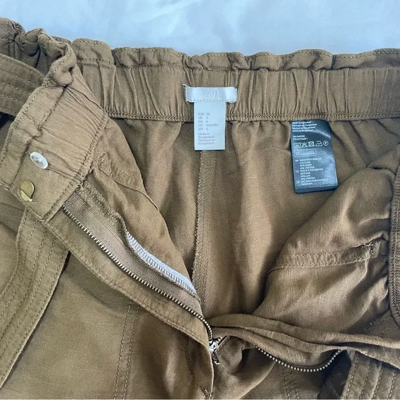 H&M Paper-bag Linen Cropped Pants - Picture 3 of 3